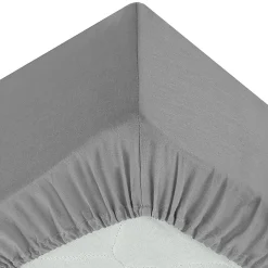 Eden Drap housse percale de coton uni 180 x 200 cm Harmonie gris