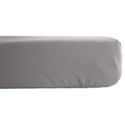 Vent Du Sud Drap housse percale pur coton peigné longues fibres 80 fils/cm² avec bonnet de 35 cm - Cendre - 180 x 200 cm bonnet de Sale
