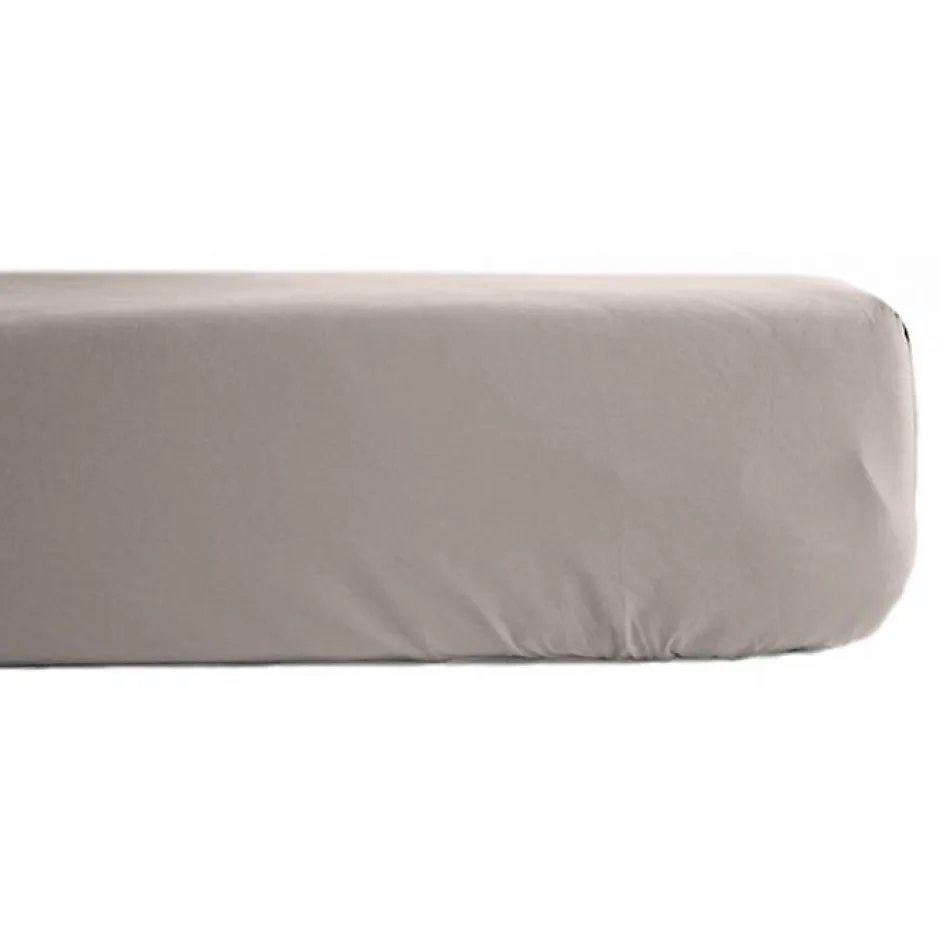 Vent Du Sud Drap housse percale pur coton peigné longues fibres 80 fils/cm² avec bonnet de 35 cm - Lin - 140 x 190 cm bonnet de 35 Online