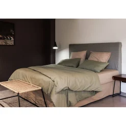 Vent Du Sud Drap housse percale pur coton peigné longues fibres 80 fils/cm² avec bonnet de 35 cm - Marine - 180 x 200 cm bonnet de Online
