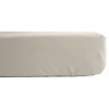 Vent Du Sud Drap housse percale pur coton peigné longues fibres 80 fils/cm² avec bonnet de 35 cm - Ivoire - 180 x 200 cm bonnet de