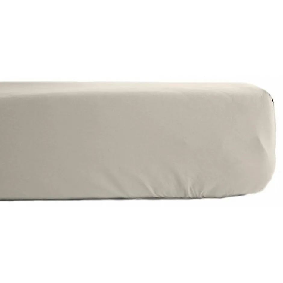 Vent Du Sud Drap housse percale pur coton peigné longues fibres 80 fils/cm² avec bonnet de 35 cm - Ivoire - 180 x 200 cm bonnet de