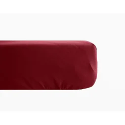 Vent Du Sud Drap housse percale pur coton peigné longues fibres 80 fils/cm² avec bonnet de 35 cm - Carmin - 180 x 200 cm bonnet de