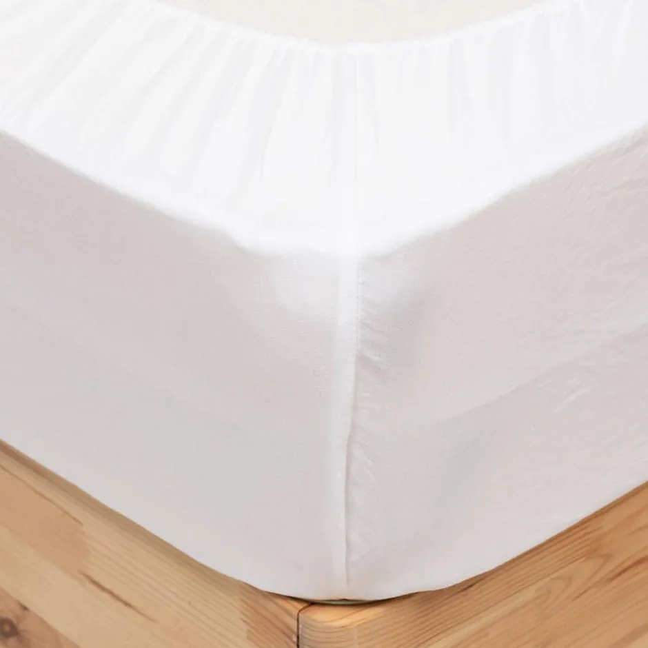 Atmosphera Créateur D'Intérieur Drap housse Priscia blanc 140x190cm - Atmosphera
