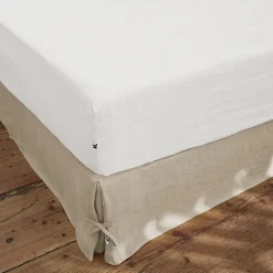 L'Effet Papillon Drap housse "Soline" toutes dimensions Lin lavé - Soline Craie - 180 x 200 cm bonnet de 30 cm Sale