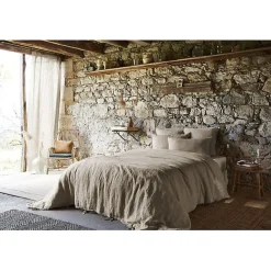 L'Effet Papillon Drap housse "Soline" toutes dimensions Lin lavé - Soline Sable - 180 x 200 cm bonnet de 30 cm Discount