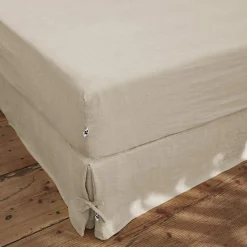 L'Effet Papillon Drap housse "Soline" toutes dimensions Lin lavé - Soline Sable - 180 x 200 cm bonnet de 30 cm Discount