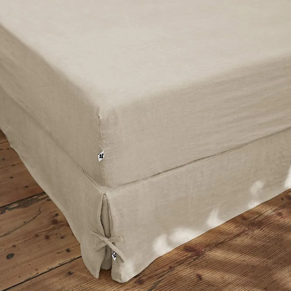 L'Effet Papillon Drap housse "Soline" toutes dimensions Lin lavé - Soline Sable - 180 x 200 cm bonnet de 30 cm Discount