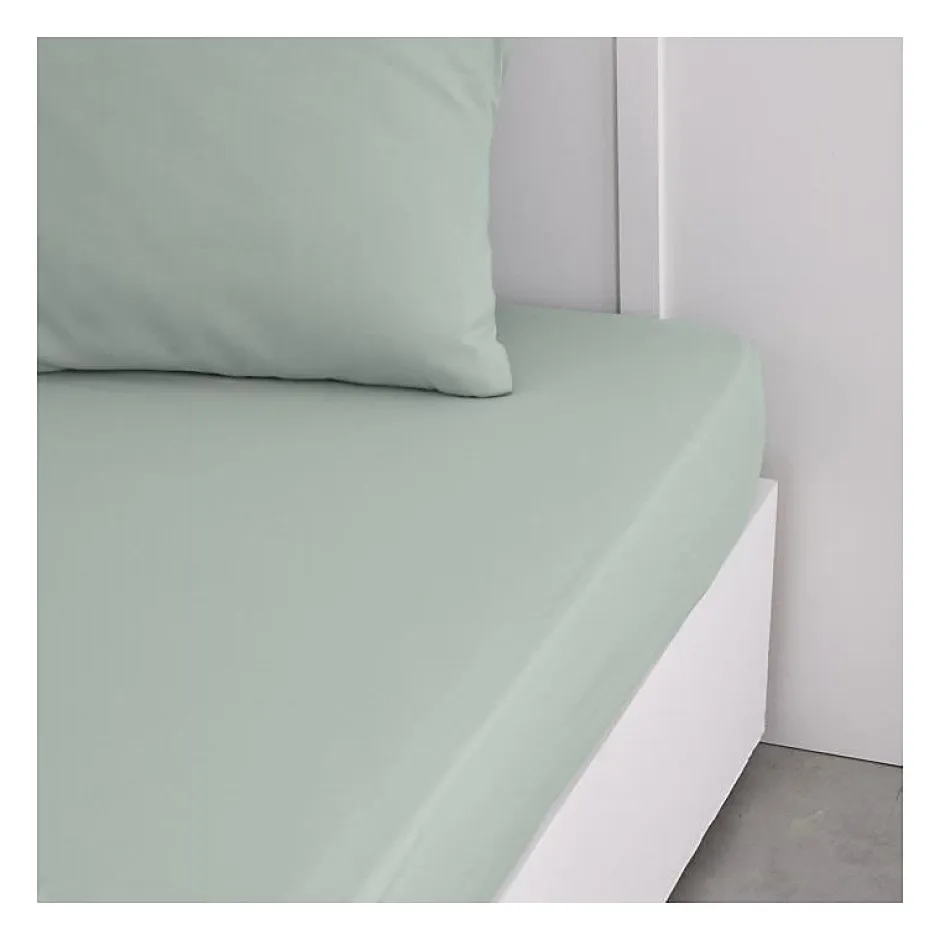 Todays Tools Drap housse TODAY Essential - 140 x 190 cm - 2 personnes - 100% Coton uni - Celadon