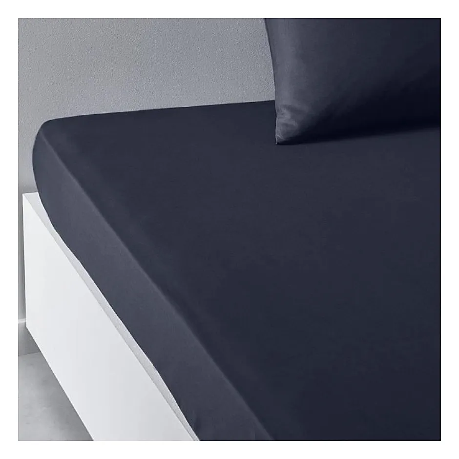 Todays Tools Drap housse TODAY Essential - 140 x 200+30 cm - 2 personnes - 100% Coton uni - Navy