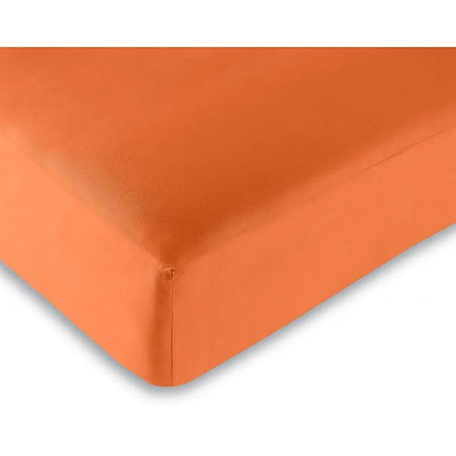 Univers Décor Drap housse toutes dimensions 100% Coton/57 fils/cm² - Orange - 180 x 200 cm Hot