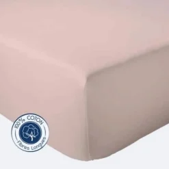 Tradilinge Drap Housse Uni bonnet 30 cm 100% Coton (160x190 cm - Rose Blush)
