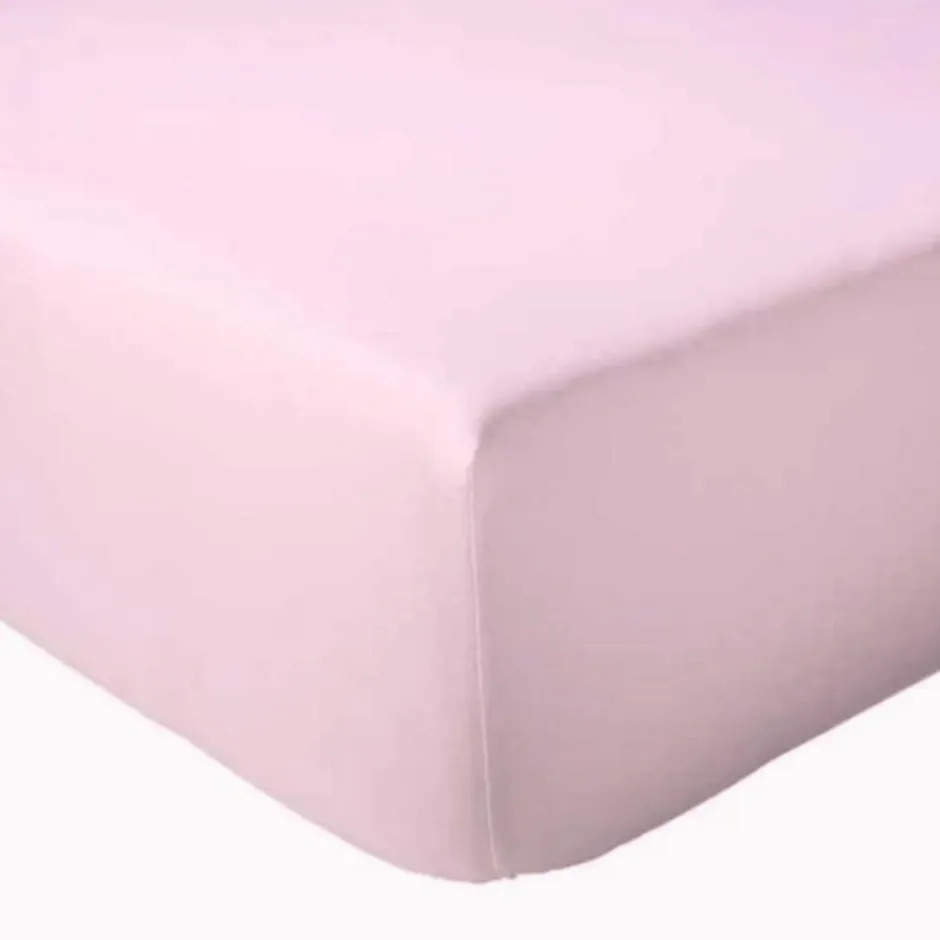 Tradilinge Drap Housse Uni bonnet 30 cm 100% Coton (140x190 cm - Rose Clair)