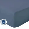 Tradilinge Drap Housse Uni bonnet 30 cm 100% Coton (140x190 cm - Bleu Marine)