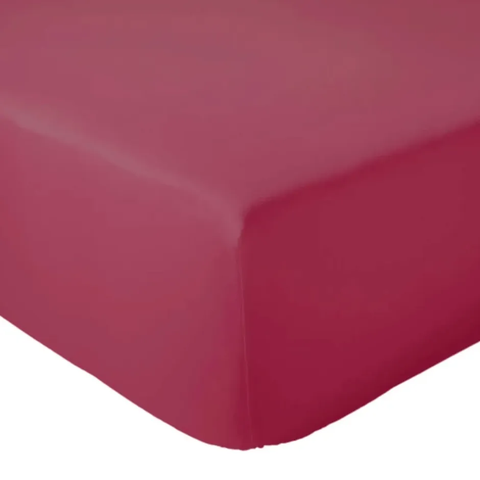 Tradilinge Drap Housse Uni bonnet 30 cm 100% Coton (90x190 cm - Rose foncé) Discount