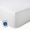 Tradilinge Drap Housse Uni bonnet 30 cm 100% Coton (180x190 cm - Blanc) New