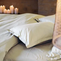 Linnea Drap housse uni 90x200 cm bonnet 35 cm percale de coton MANOIR blanc Naturel