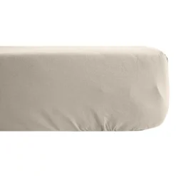 Linnea Drap housse uni 180x200 cm bonnet 35 cm percale de coton MANOIR beige Lin Hot