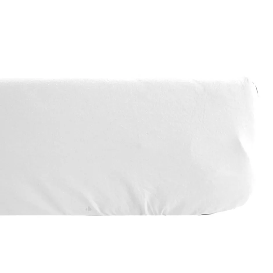 Linnea Drap housse uni 140x190 cm bonnet 35 cm percale de coton MANOIR blanc Neige