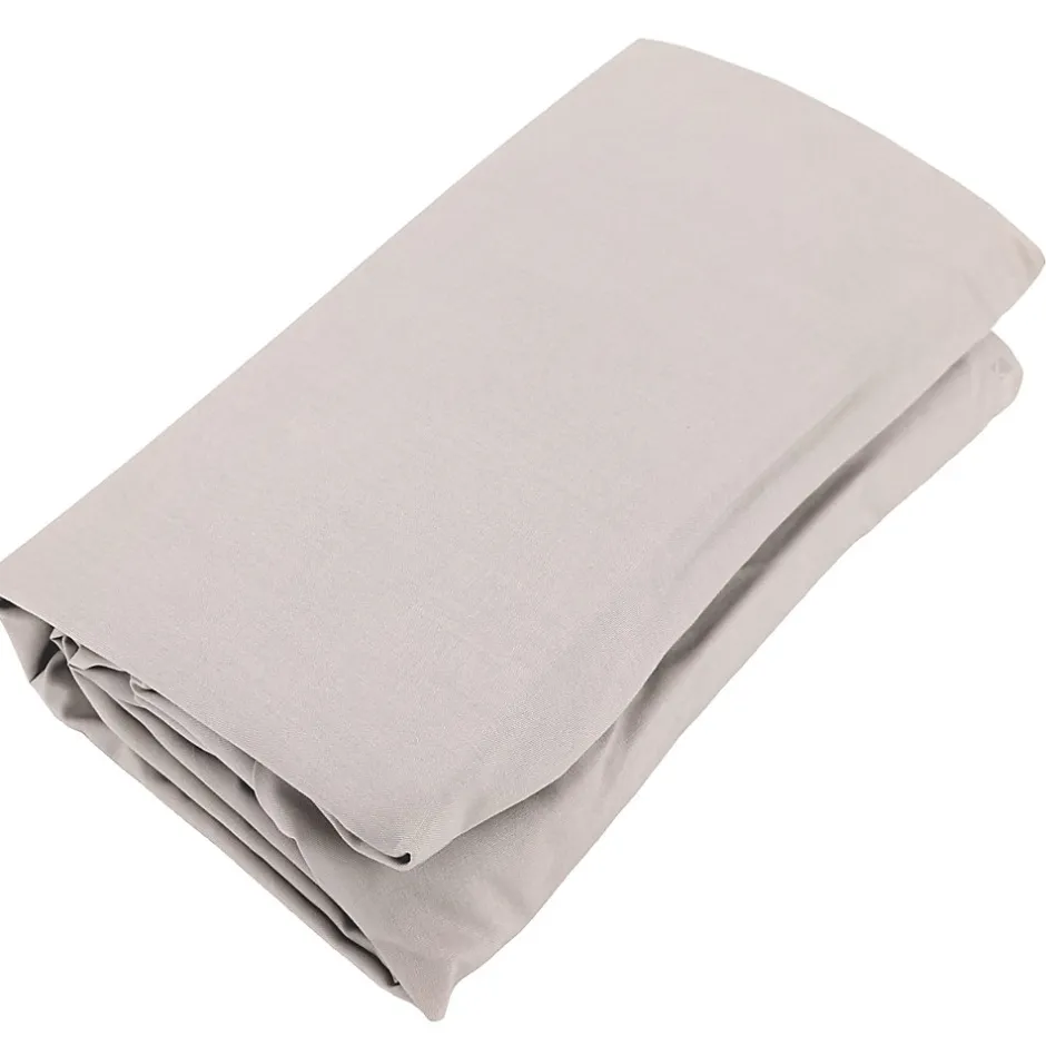 Linnea Drap housse uni 120x190 cm bonnet 35 cm percale de coton MANOIR beige Lin