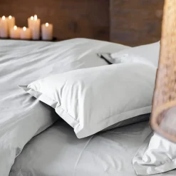 Linnea Drap housse uni 160x200 cm bonnet 35 cm percale de coton MANOIR blanc Neige Clearance