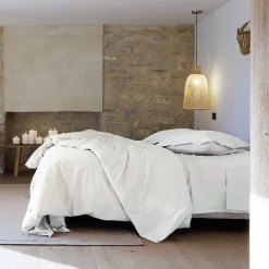 Linnea Drap housse uni 160x200 cm bonnet 35 cm percale de coton MANOIR blanc Neige Clearance