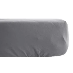 Linnea Drap housse uni 180x200 cm bonnet 40 cm percale de coton MANOIR gris Ardoise