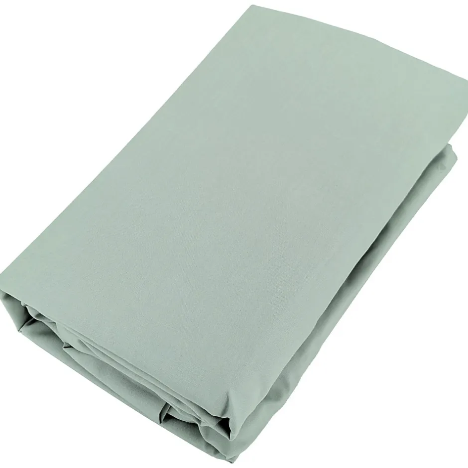 Linnea Drap housse uni 160x200 cm bonnet 35 cm percale de coton MANOIR vert Lichen