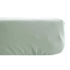 Linnea Drap housse uni 160x200 cm bonnet 35 cm percale de coton MANOIR vert Lichen