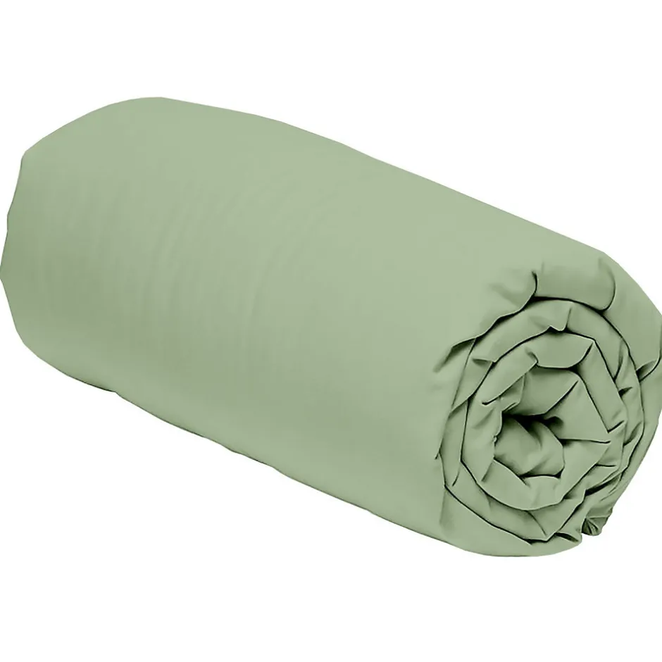 Housse De Rêve Drap housse 160x200 + 30 cm 100% Percale de Coton 80 fils Sauge