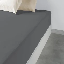 Housse De Rêve Drap housse 90x190 +35 cm 100% Coton 57 fils Gris Foncé