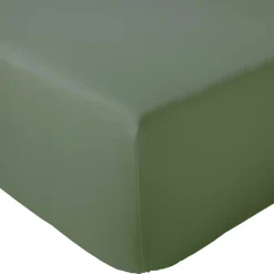 Linnea Drap housse 180x200 cm bonnet 30 cm percale de coton PASSION PERCALE vert Kaki Discount