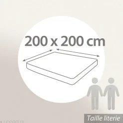 Linnea Drap housse 200x200 cm bonnet 30 cm percale de coton PASSION PERCALE beige Lin