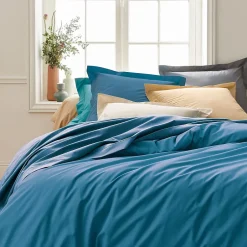 Linnea Drap housse 90x200 cm bonnet 40 cm percale de coton PASSION PERCALE bleu Cobalt Hot