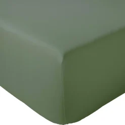 Linnea Drap housse 160x200 cm bonnet 40 cm percale de coton PASSION PERCALE vert Kaki