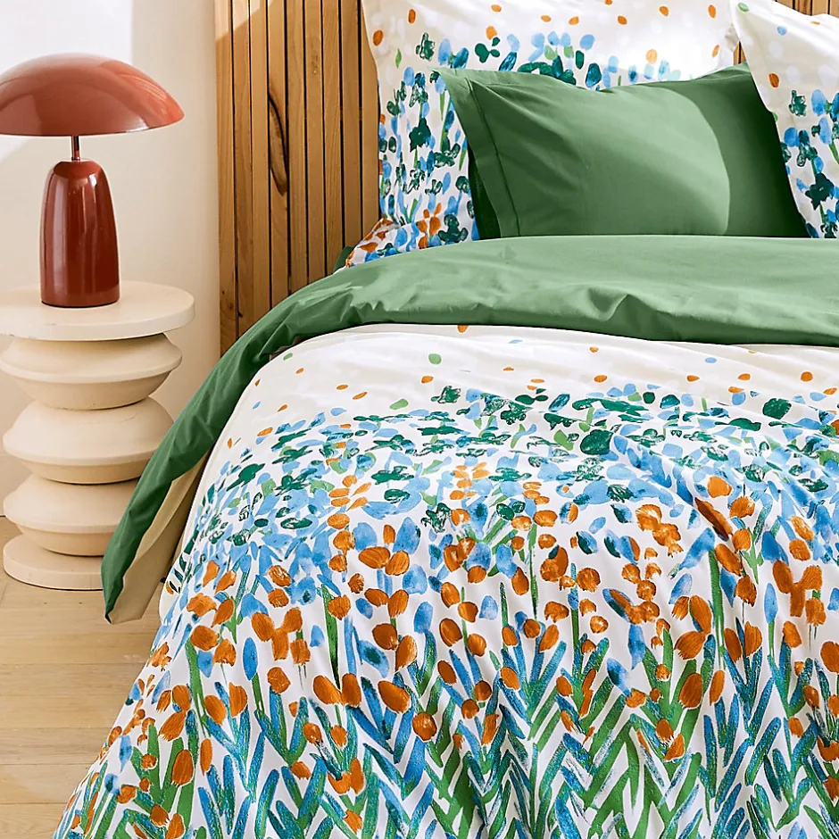 Linnea Drap housse 80x200 cm bonnet 30 coton ÉVASION Vert fougère