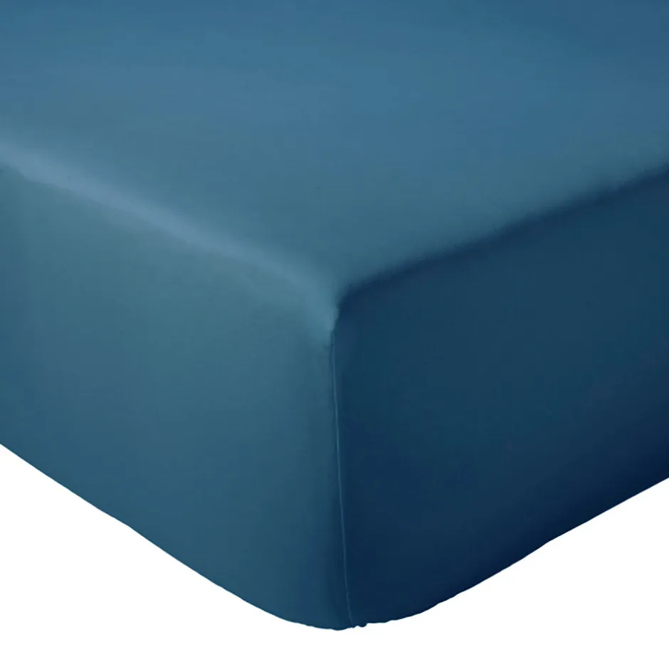 Linnea Drap housse 160x200 cm bonnet 30 cm percale de coton PASSION PERCALE bleu Cobalt