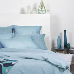 Linnea Drap housse 160x200 cm en 100% polyester microfibre LAGO bleu ciel bonnet 25 cm
