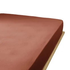Housse De Rêve Drap housse 160x200 cm en Gaze de coton Terracotta