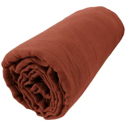 Housse De Rêve Drap housse 160x200 cm en Gaze de coton Terracotta