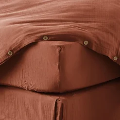 Housse De Rêve Drap housse 160x200 cm en Gaze de coton Terracotta