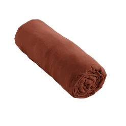 Housse De Rêve Drap housse 90x190 cm en Gaze de coton Terracotta