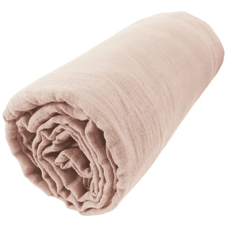 Housse De Rêve Drap housse 140x190 cm en Gaze de coton Guimauve