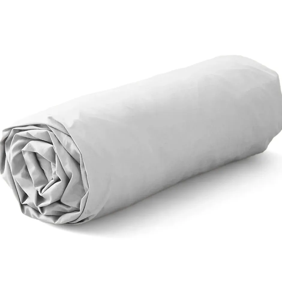 Linnea Drap housse 140x200 cm en percale lavée coton PERKAL blanc Saline bonnet 30 cm