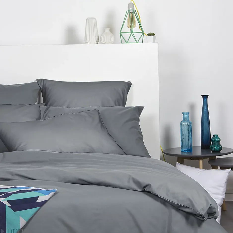 Linnea Drap housse 90x190 cm polyester microfibre LAGO gris anthracite bonnet 28 cm Sale