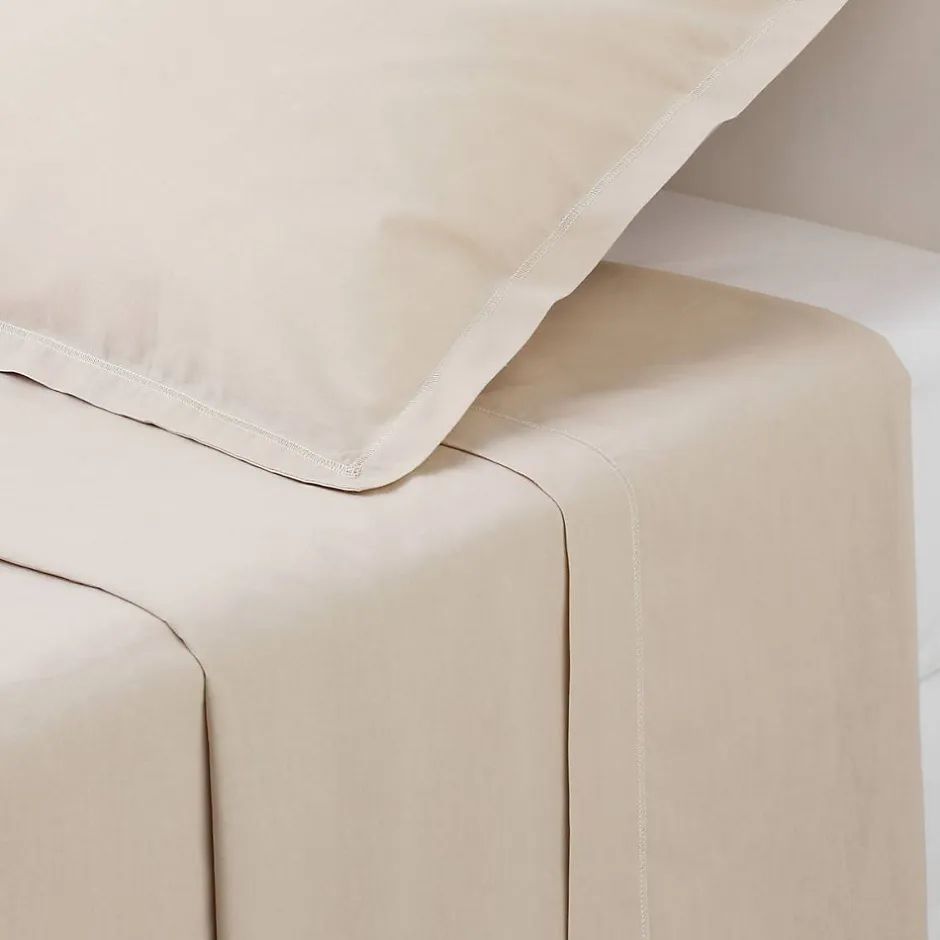 Atmosphera Créateur D'Intérieur Drap plat - percale - beige lin - 240x290 cm - Atmosphera