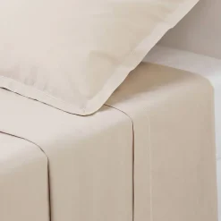 Atmosphera Créateur D'Intérieur Drap plat - percale - beige lin - 180x290 cm - Atmosphera Online
