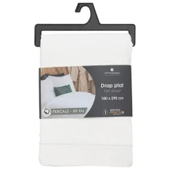 Atmosphera Créateur D'Intérieur Drap plat - percale - blanc - 180x290 cm - Atmosphera