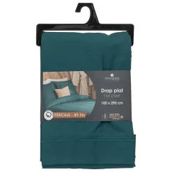 Atmosphera Créateur D'Intérieur Drap plat - percale - bleu - 180x290 cm - Atmosphera Discount