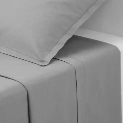 Atmosphera Créateur D'Intérieur Drap plat - percale - gris - 180x290 cm - Atmosphera